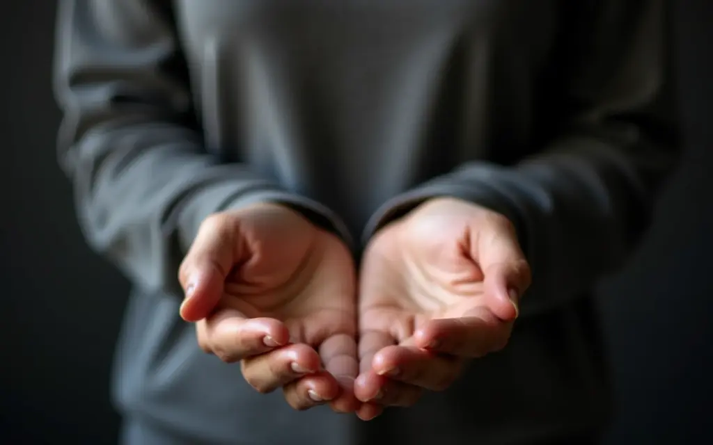 Mãos abertas em posição de imposição