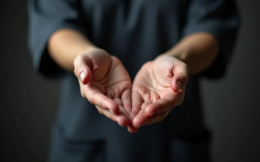 Mãos a apoiar um antebraço em reabilitação